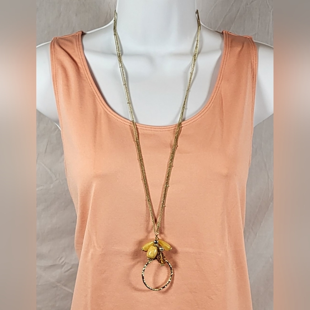 CATO Topaz, Tan and Yellow Beaded Drop Necklace - Picture 2 of 4